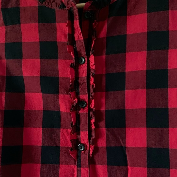 Gap Kids Red Black Plaid Button Front Top - Picture 4 of 5